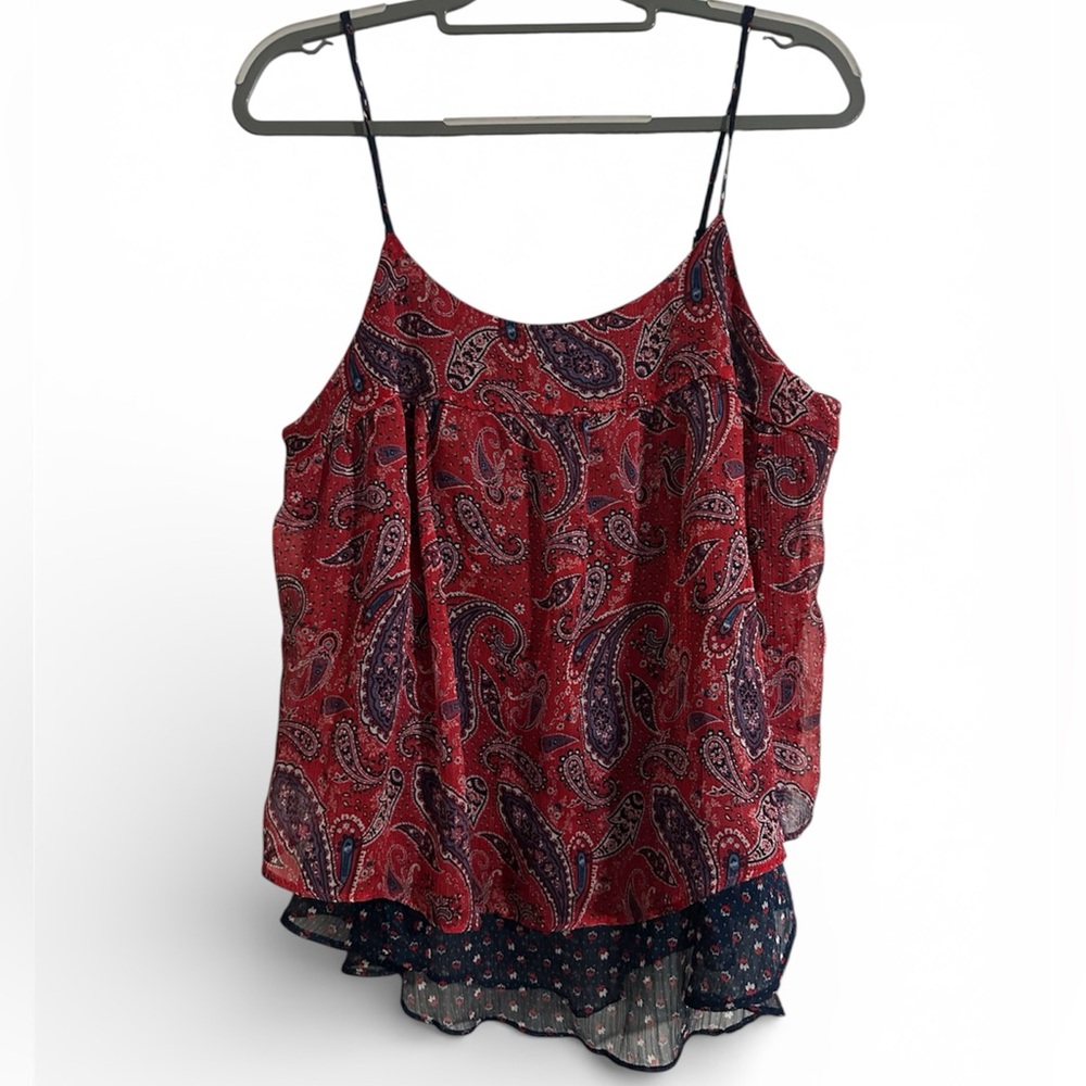 Faded Glory Red and Blue Paisley Layered Women's Tank Top